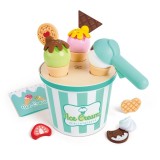 Jucarie din lemn - Set de inghetata pentru scoatere si servire (19 piese), Hape