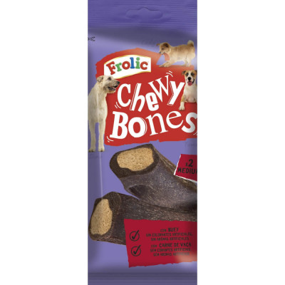 Recompense pentru Caini cu Vita Frolic Chewy Bones, 170g, Recompense Frolic, Recompense Caini, Recompense pentru Caini, Hrana Caini, Mancare Caini, St foto