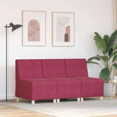 vidaXL Unitate Sofa Modulară Fără Brațe 3 pcs Roșu Vin 55 x 74 x 82 cm 3399808