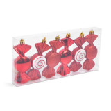 Set decorațiuni brad de Crăciun - zahăr roșu - 10 x 3,6 cm - 6 buc / set