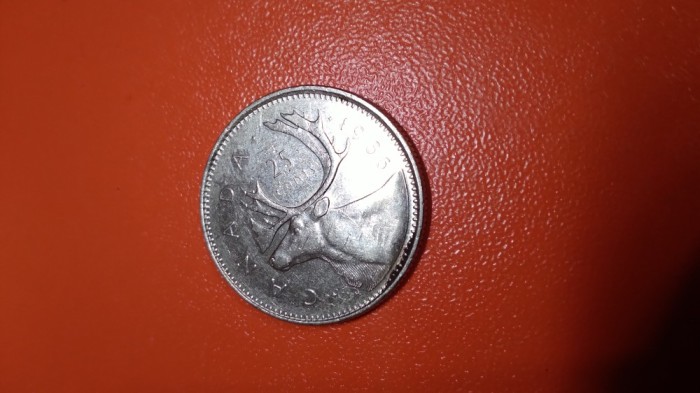 MONEDA CANADA 25 CENTI 1986