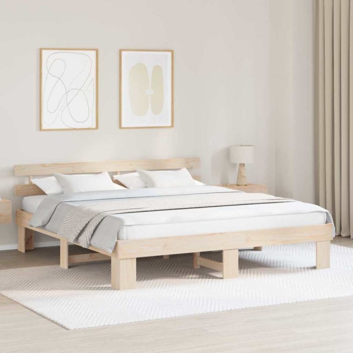 vidaXL Cadru de pat cu targa 200x200 cm din lemn masiv de pin