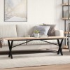 Masuta cafea vidaXL, lemn masiv pin, cadru X otel, 160x40x45.5 cm, maro