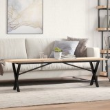 Masuta cafea vidaXL, lemn masiv pin, cadru X otel, 160x40x45.5 cm, maro