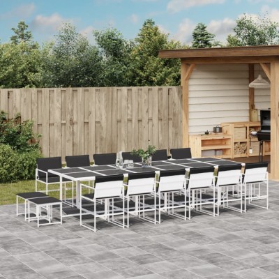 vidaXL Set mobilier de grădină, 17 piese, cu perne, alb, textilenă 3295117 foto