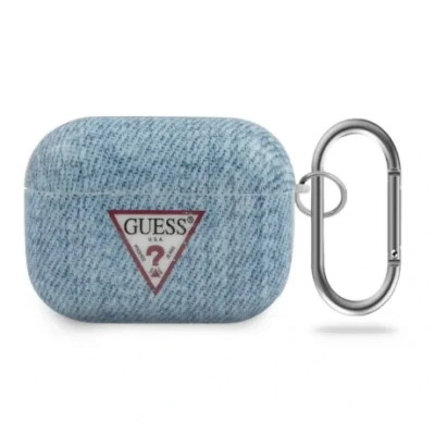 Husa Airpods Guess Denim Triangle pentru Airpods Pro Light Blue foto