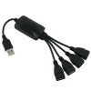 Hub USB 2.0 cu 4 porturi si conector microUSB, Incarcare si transfer date, Negru, Oem