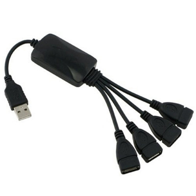 Hub USB 2.0 cu 4 porturi si conector microUSB, Incarcare si transfer date, Negru foto