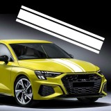 Sticker auto tuning triple stripes alb, 125x22 cm, folie oracal autoadeziva, decor exterior masina sport