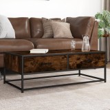 vidaXL Măsuță de cafea stejar fumuriu 100x50x35cm lemn prelucrat/metal 848781