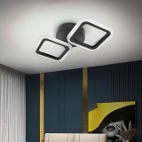 Lustra LED Pulsaris 27W cu 2 patrate, 3 tipuri de lumina (rece/calda/neutra), negru