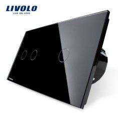 Intrerupator dublu + simplu cu touch Livolo din sticla SmartElectro IntelligentHouse