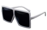 Ochelari de soare Rectangular Plat Supradimensionati Alb, THEICONIC