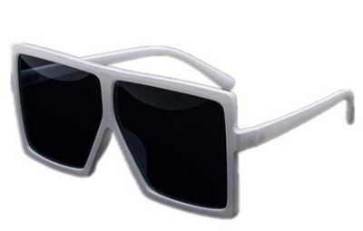 Ochelari de soare Rectangular Plat Supradimensionati Alb foto