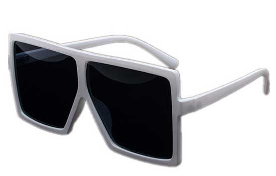 Ochelari de soare Rectangular Plat Supradimensionati Alb