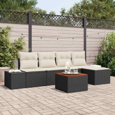 Set de canapele pentru grădină 6 pcs Negru și alb foto