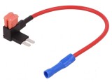 Splitter auto micro 10A cu 2 siguranţe micro 1mm&sup2; - Culoare roşu