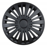 Capac roata Leoplast Vegas 15 inch negru mat pentru majoritatea modelelor auto cu jante din otel, reglare pe janta, montaj usor fara scule