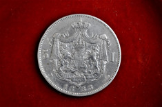 5 lei 1883 - Carol I Rege - Moneda Argint Romania foto