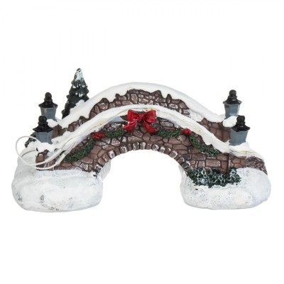 Figurină Pod Crăciun, Model &amp;Icirc;nzăpezit, LED, Multicolor foto