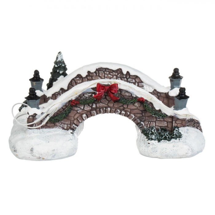 Figurină Pod Crăciun, Model &Icirc;nzăpezit, LED, Multicolor