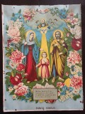 PM404N Sf&acirc;nta Familie, litografie rom&acirc;nească religioasă de epocă