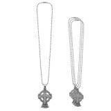 Cumpara ieftin Pachet 4 coliere argintii lungime lant 61 cm ajustabil cu cruce celtica 3 x 2 cm, 2 fete, Rastignirea lui Iisus Hristos si Sfantul Arhanghel Mihail