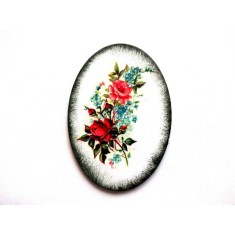 Magnet cu trandafiri rosii si albastrele, magnet frigider pe lemn 40417