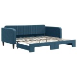 Cumpara ieftin Pat de zi cu extensie, albastru, 100x200 cm, catifea