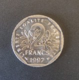 Franta 2 Francs 1997 moneda nichel km # 942 tiraj mic, Europa