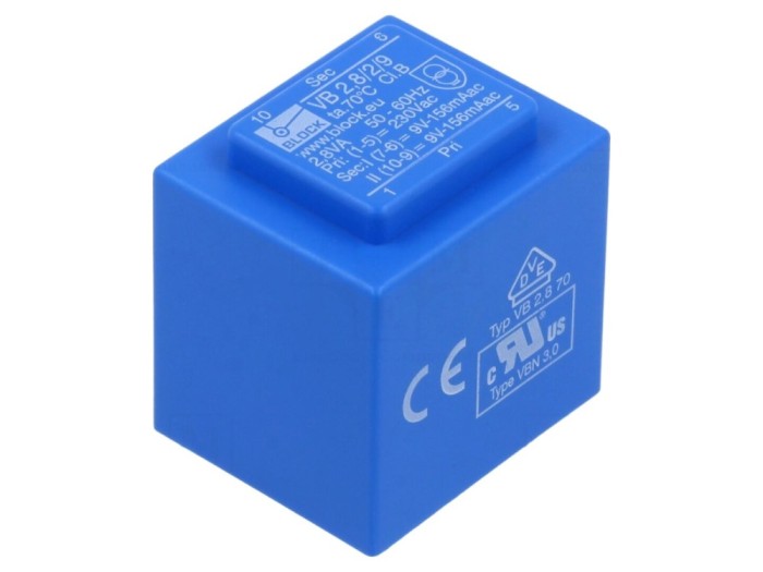 Transformator PCB &icirc;ncapsulat 2,8VA 9V
