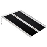 HOMCOM Rampă portabilă pliabilă pentru scaun cu rotile, 91x72 cm, din aluminiu, 270 kg, argintie | Aosom Romania