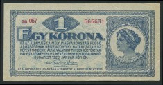 q461 UNGARIA 1 KORONA COROANA 1920 XF text in limba romana foto