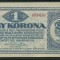 q461 UNGARIA 1 KORONA COROANA 1920 XF text in limba romana