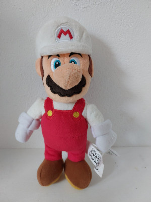 Super Mario Fire cu sapca alba, 25 cm, jucarie din plus, foto
