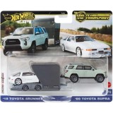 Transportator cu masinuta Hot Wheels, 18 Toyota 4Runner si 89 Toyota Supra, HRV37