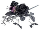 Cumpara ieftin Floare Hallowwen textil negru violet cm 42 H