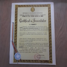 R.S.R. Certificat de inventator nr.92202/11.04.1985 ora 10,15