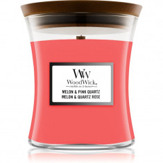 Woodwick Melon & Pink Quarz lumânare parfumată cu fitil din lemn 85 g