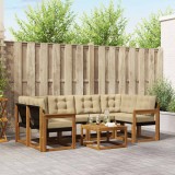 Cumpara ieftin Set de canapele de exterior 7 buc. 6-Locuri Natural si Bej