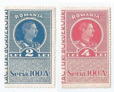*Romania, lot 1108 cu 2 timbre fiscale comerciale, 1933, NG