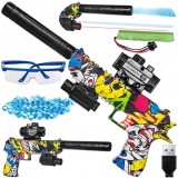 Pușcă automată pe bile gel, set 5 buc. cu laser și ochelari