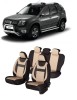 Set huse scaune compatibile Dacia Duster 2010-2017 Piele + Textil (Compatibile cu sistem AIRBAG)