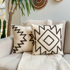 Set perne decorative , Ethnic Pillow Set With Ä°nsert, Bumbac, Maro