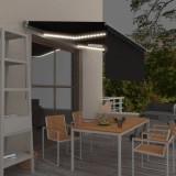 VidaXL Copertină retractabilă manual cu stor&amp;LED, antracit, 3x2,5 m