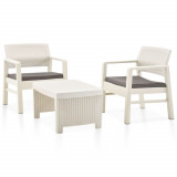 Set mobilier de gradina, 3 piese, alb, plastic GartenMobel Dekor, vidaXL