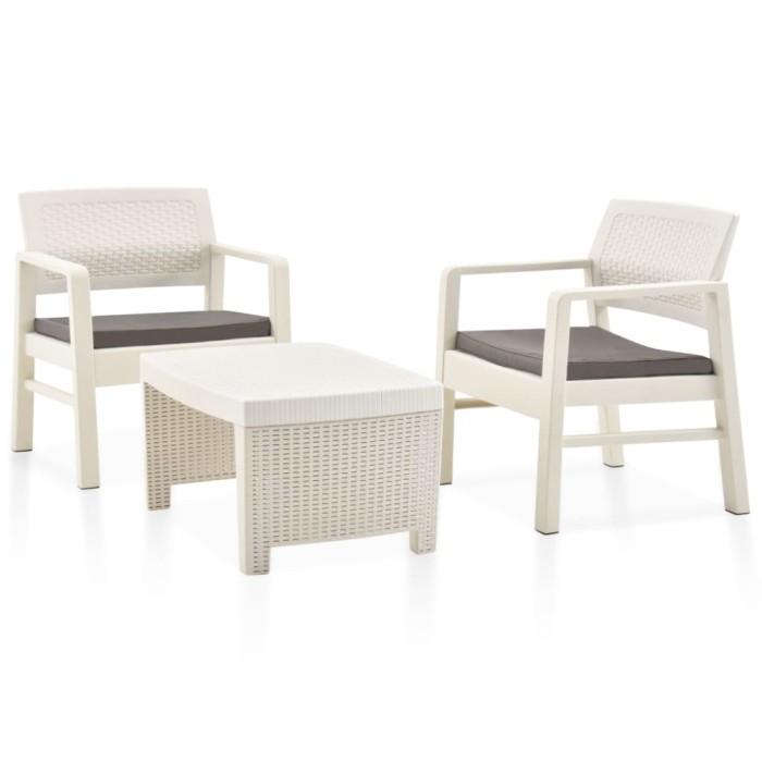 Gossi set mobilier de gradina, 3 piese, alb, plastic