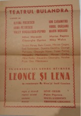 1970 Afis / flyer teatru LIVIU CIULEI regie &rdquo;Leonce si Lena&rdquo; BULANDRA / 25 x 17