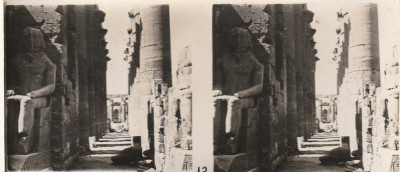 Fotografie stereoscopica-Egipt,Templul din Luxor , Aleea centrala foto