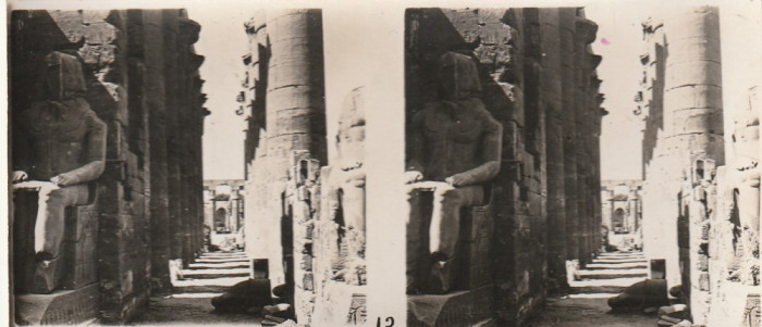 Fotografie stereoscopica-Egipt,Templul din Luxor , Aleea centrala